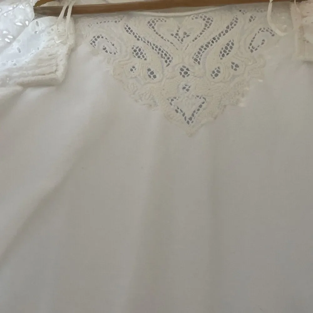 Anthropologie Cream Cotton Crochet Blouse SZ S